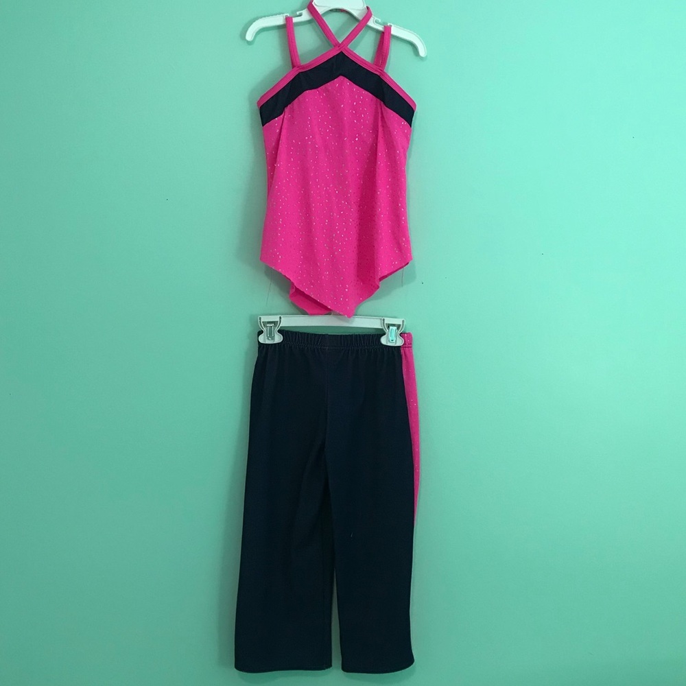 pink & navy girls dance costume